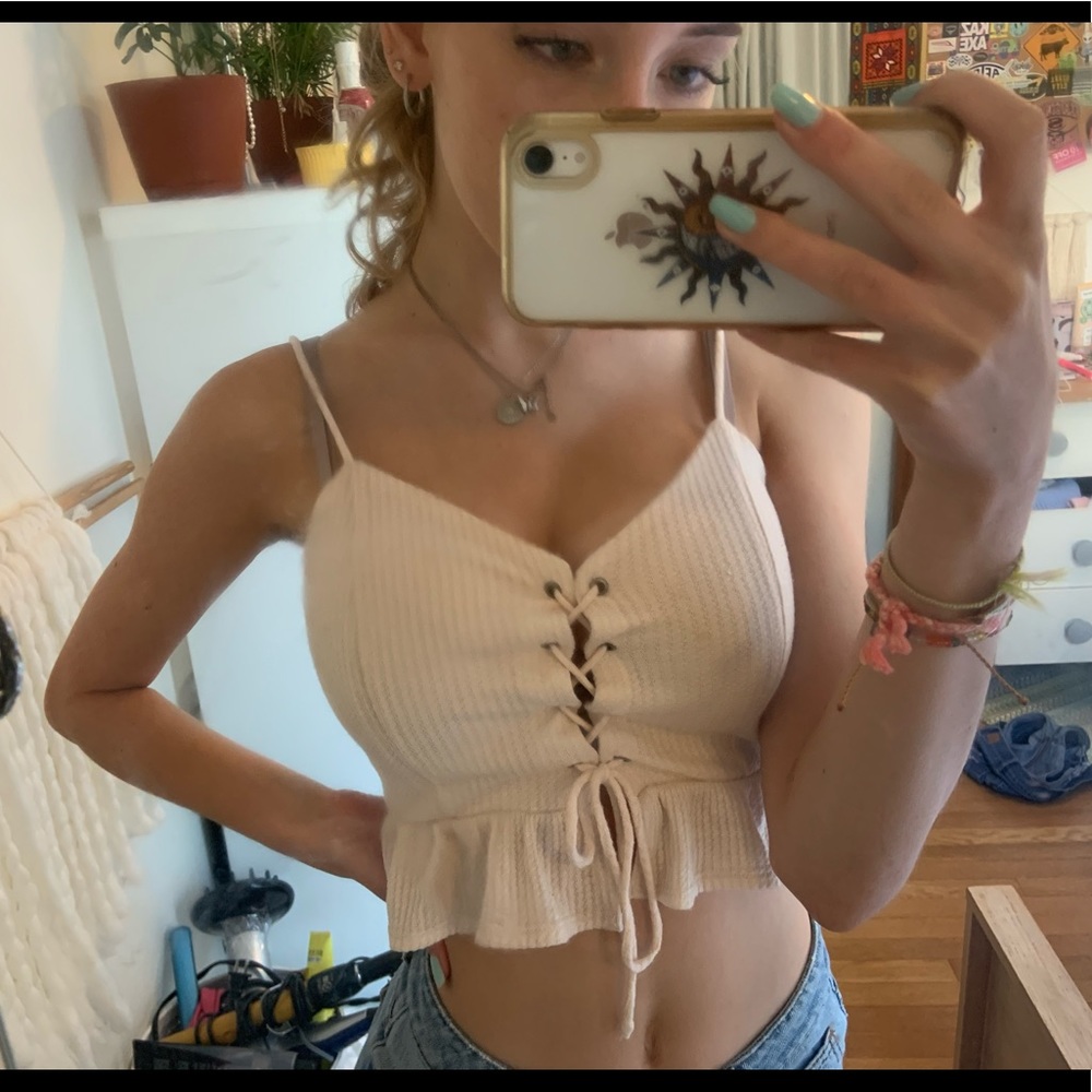Super cute light pink peplum tank